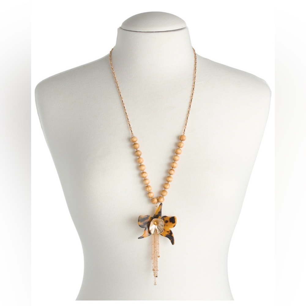 🩶BETSEY JOHNSON GOLD PLATED ORCHID Y NECKLACE - NWT🩶